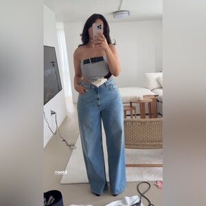 Zara Black and White Striped Crop Top